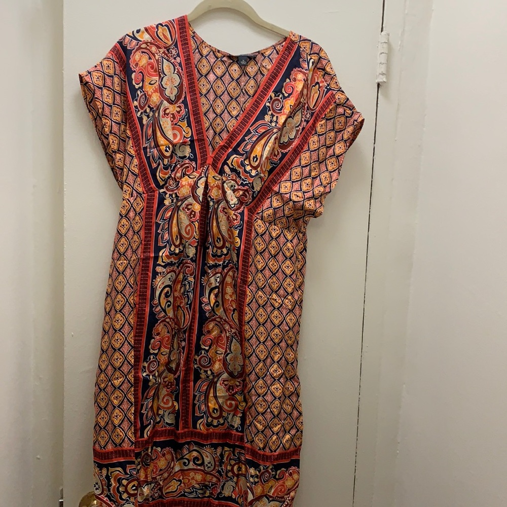 Banana Republic Cap Sleeve Mossic silk dress